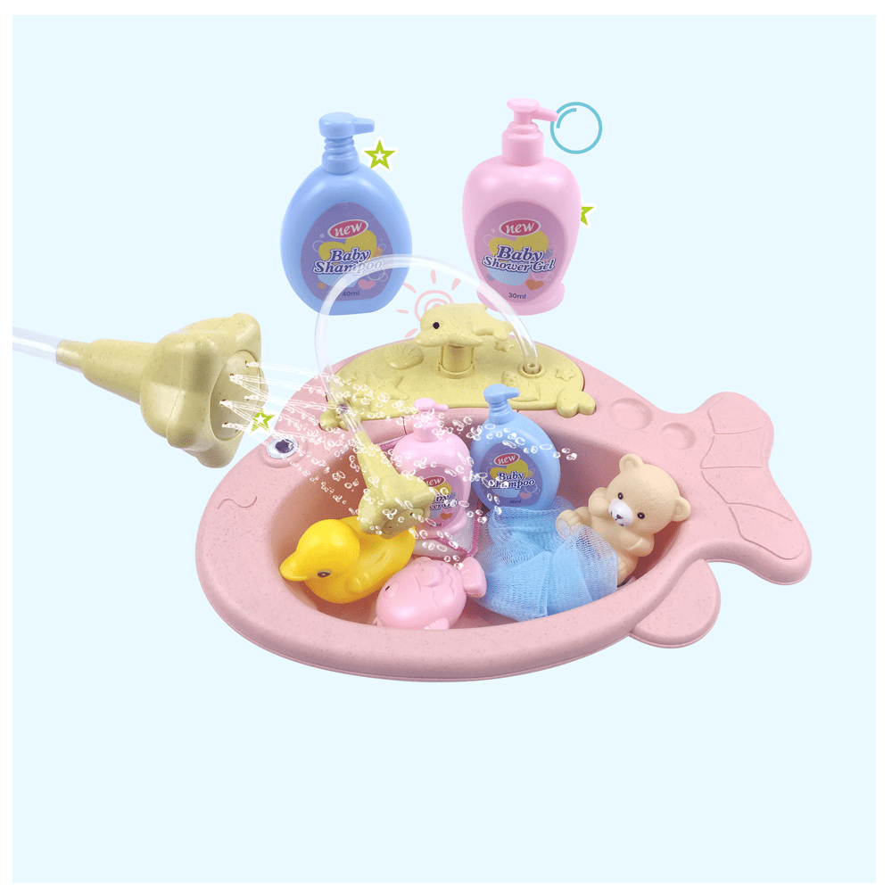 HAIJAIBAO Toys HAIJAIBAO Spray Fish Basin With Bath Accessories Plastic Animals
