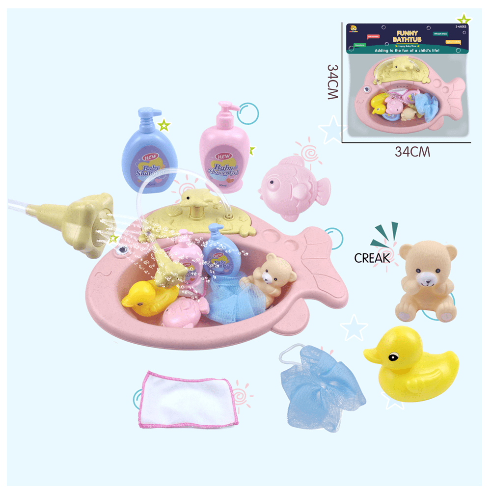 HAIJAIBAO Toys HAIJAIBAO Spray Fish Basin With Bath Accessories Plastic Animals