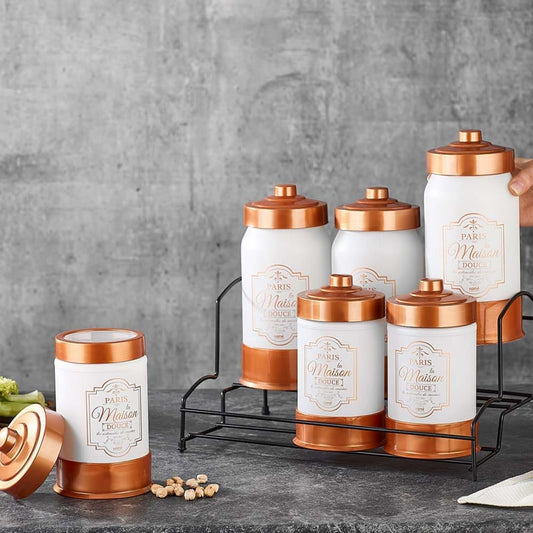 Hane Home & Kitchen Hane Paris Copper Matte Coated Spice Jar Set