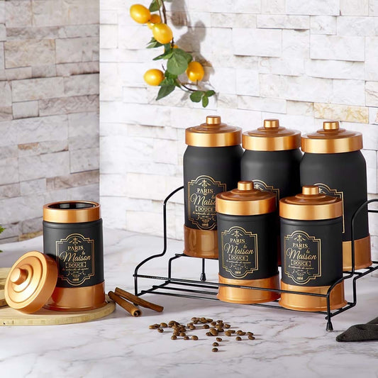 Hane Home & Kitchen Hane Paris Copper Matte Coated Spice Jar Set