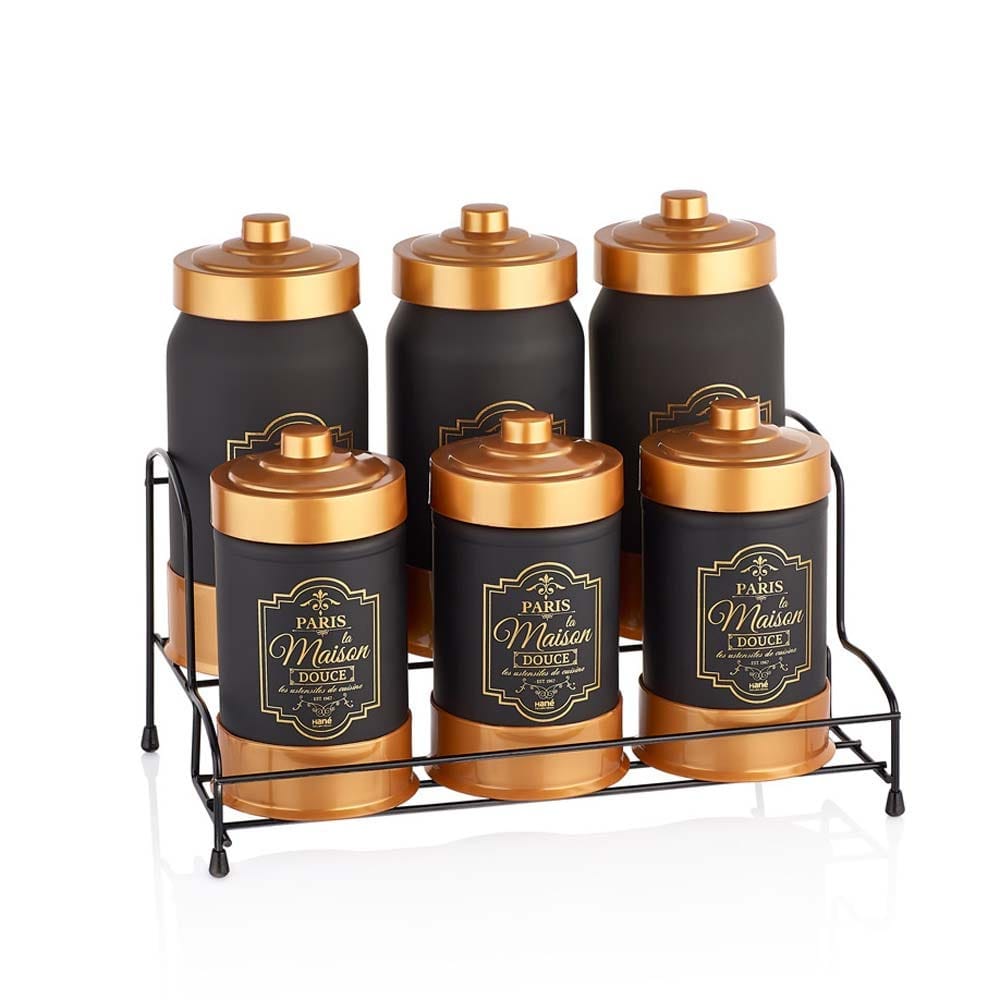 Hane Home & Kitchen Hane Paris Copper Matte Coated Spice Jar Set