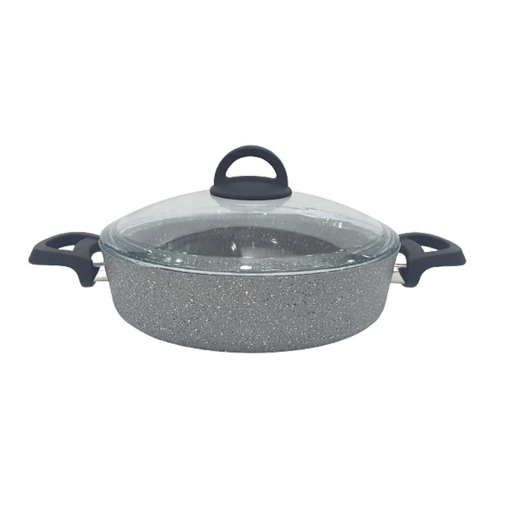 Homemaker Home & Kitchen Granitec 28 cm Gray Low Casserole - (G-GL-28)