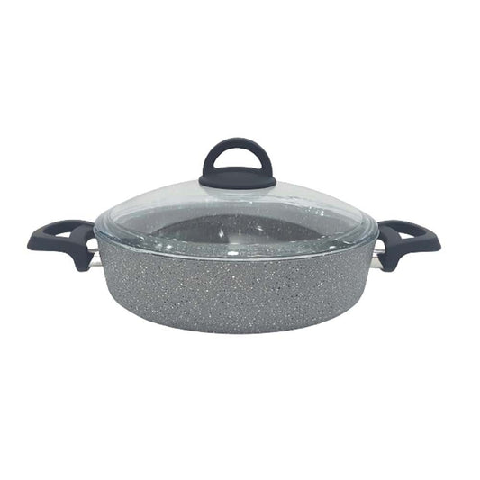 Homemaker Home & Kitchen Granitec 28 cm Gray Low Casserole - (G-GL-28)