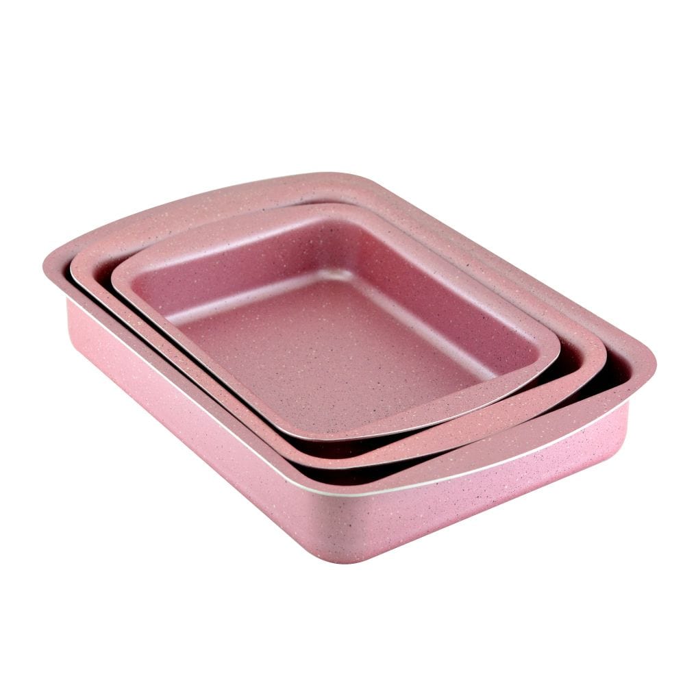 Homemaker Home & Kitchen Granitec Pink Rect. Tray Set - (G-PKRT-3PC.)