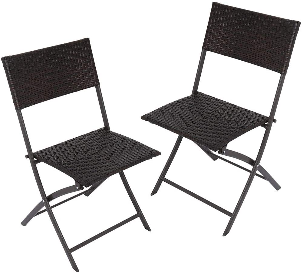 HomeWorks Outdoor Rattan Folding Bistro  2-Seater Dark Brown