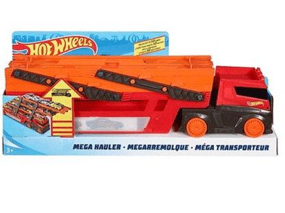 شاحنة Hot Wheels Mega Hauler Rig - باللونين الأحمر والبرتقالي
