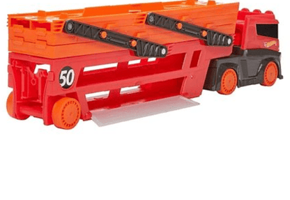 شاحنة Hot Wheels Mega Hauler Rig - باللونين الأحمر والبرتقالي