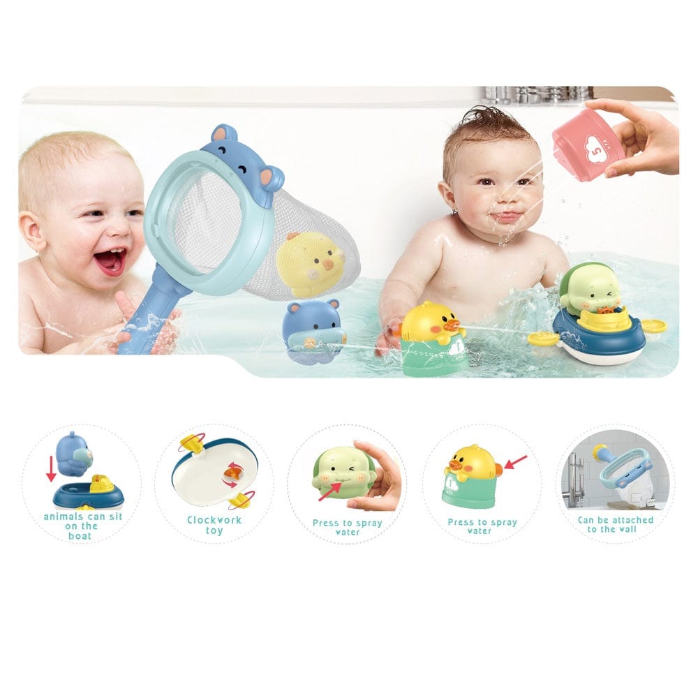 IBI-IRN Babies Ibi-Irn- Hippo Lo Lo Fun + Rubber Boat + Jenga Fun Bath Toys