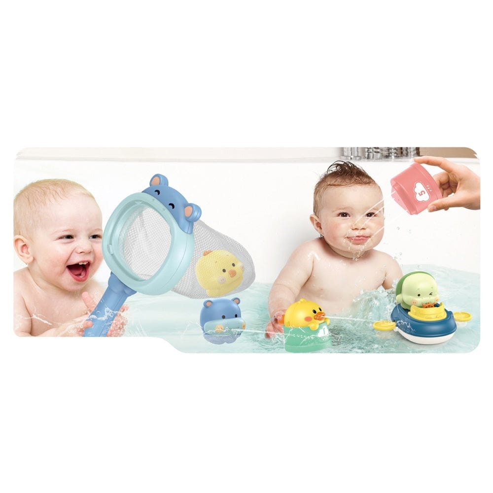 IBI-IRN Babies Ibi-Irn- Hippo Lo Lo Fun + Rubber Boat + Jenga Fun Bath Toys