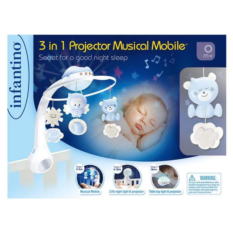 Infantino Babies Infantino – 3-in-1 Projector Musical Mobile – IN004896-Blue