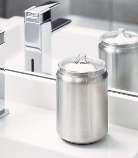InterDesign Home & Kitchen InterDesign Austin Bathroom Storage, Lidded Canister for Personal Items, Stainless Steel Cotton Pad Holder
