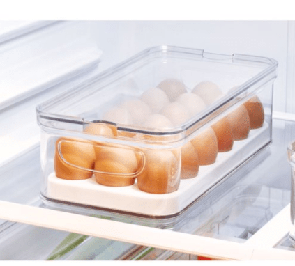 InterDesign Home & Kitchen InterDesign Crisp Stackable Refrigerator and Pantry Egg Storage Bin, BPA Free Plastic, Clear and White