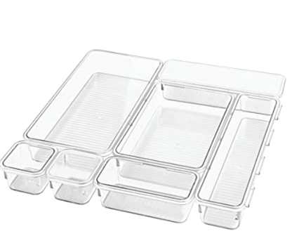InterDesign Home & Kitchen InterDesign Linus Interlocking drawer Organizers 7 Piece Set, Clear