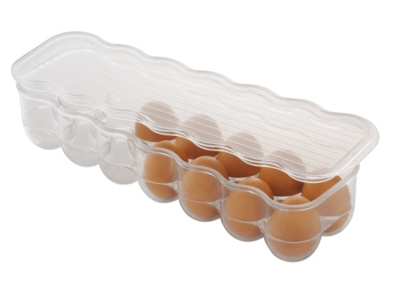 InterDesign Home & Kitchen InterDesign Refrigerator Storage Organizer for Kitchen, Covered Egg Holder, 14 Eggs, Clear