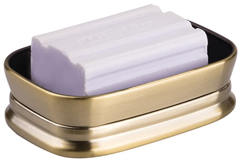 InterDesign Home & Kitchen InterDesign Sutton Bar Soap Dish for Bathroom Vanities, Kitchen Sink, Soft Brass