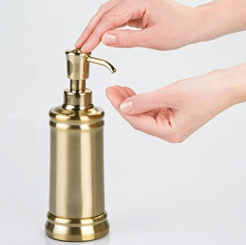InterDesign Home & Kitchen InterDesign Sutton Soap Pump Dispenser for Bathroom Countertop or Kitchen Sink, (Soft Brass)