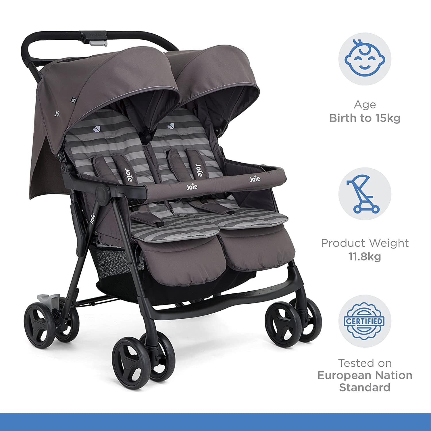 Joie babies Joie Aire Twin Baby Stroller -Double Buggy with Reversible Seat