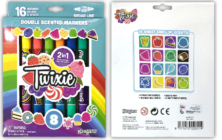 Kangaru Back to School TWIXIE™  SCENTED     8ct Double Ended Broadline Markers – 16 Colors