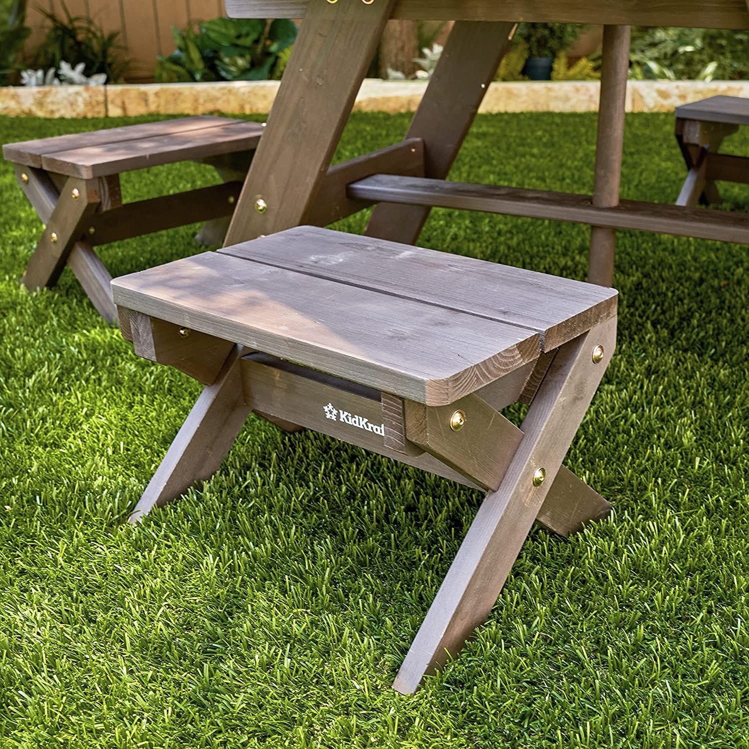 KidKraft Home & Kitchen KidKraft Wooden Octagon Table, Stools & Umbrella Set