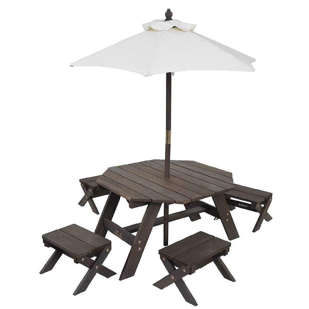 KidKraft Home & Kitchen KidKraft Wooden Octagon Table, Stools & Umbrella Set