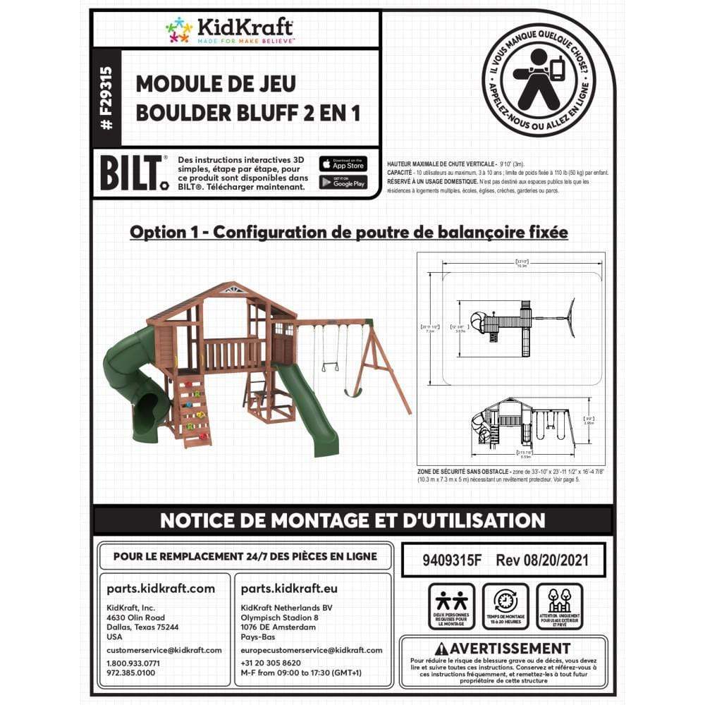 KidKraft Outdoor Kidkraft Boulder Bluff 2-In-1 Wooden Swing Set