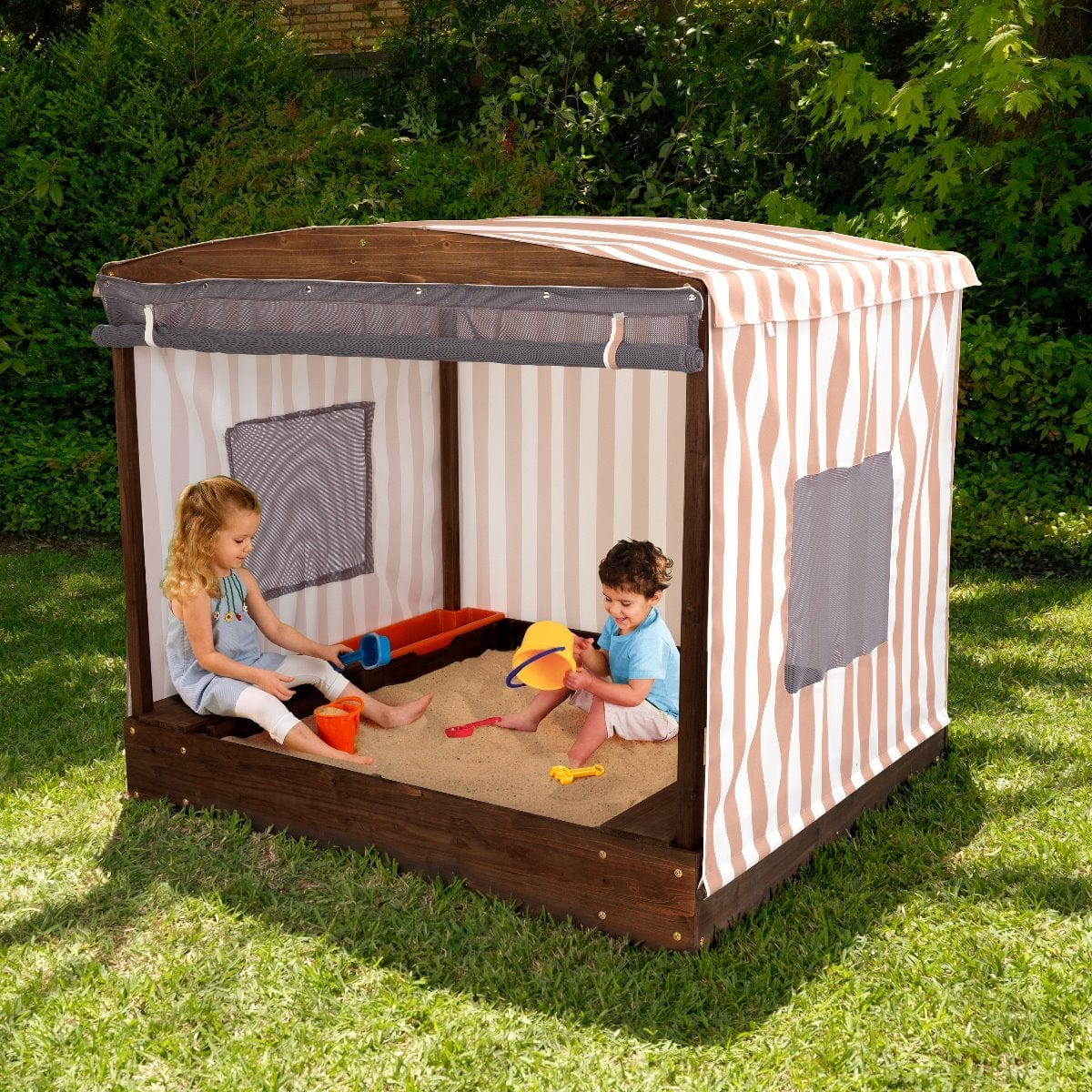KidKraft Outdoor Kidkraft Cabana Sandbox - Beige & White Stripes