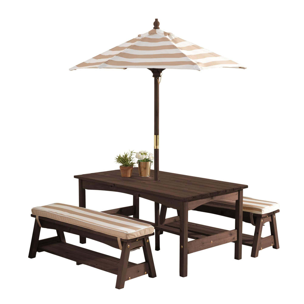 KidKraft Outdoor Kidkraft Outdoor Table/Bench Set - Oatmeal& White Stripe