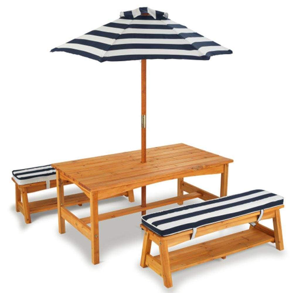 KidKraft Outdoor Kidkraft Outdoor Table & Bench Set with Cushions & Umbrella