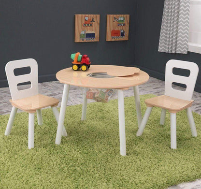 KidKraft Toys Kidkraft Round Table & 2 Chair Set -Natural White