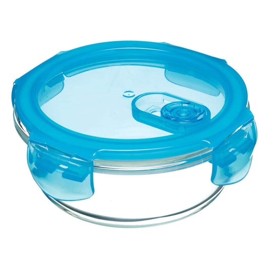 KitchenCraft Home & Kitchen KITCHEN CRAFT PURE SEAL ROUND STORAGE CONTAINER - CLEAR AND BLUE, 350 ML - KCGLSSTOR05