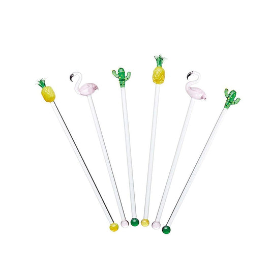 KitchenCraft Home & Kitchen KITCHENCRAFT BARCRAFT NOVELTY TROPICAL COCKTAIL STIRRING STICKS SET - MULTICOLOUR, 6-PIECE - BCSTIRASTD