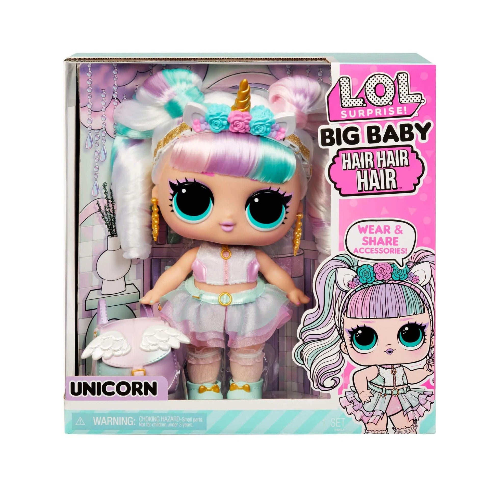 L.O.L Toys L.O.L. Surprise! Big Baby Hair Hair Hair Doll Unicorn