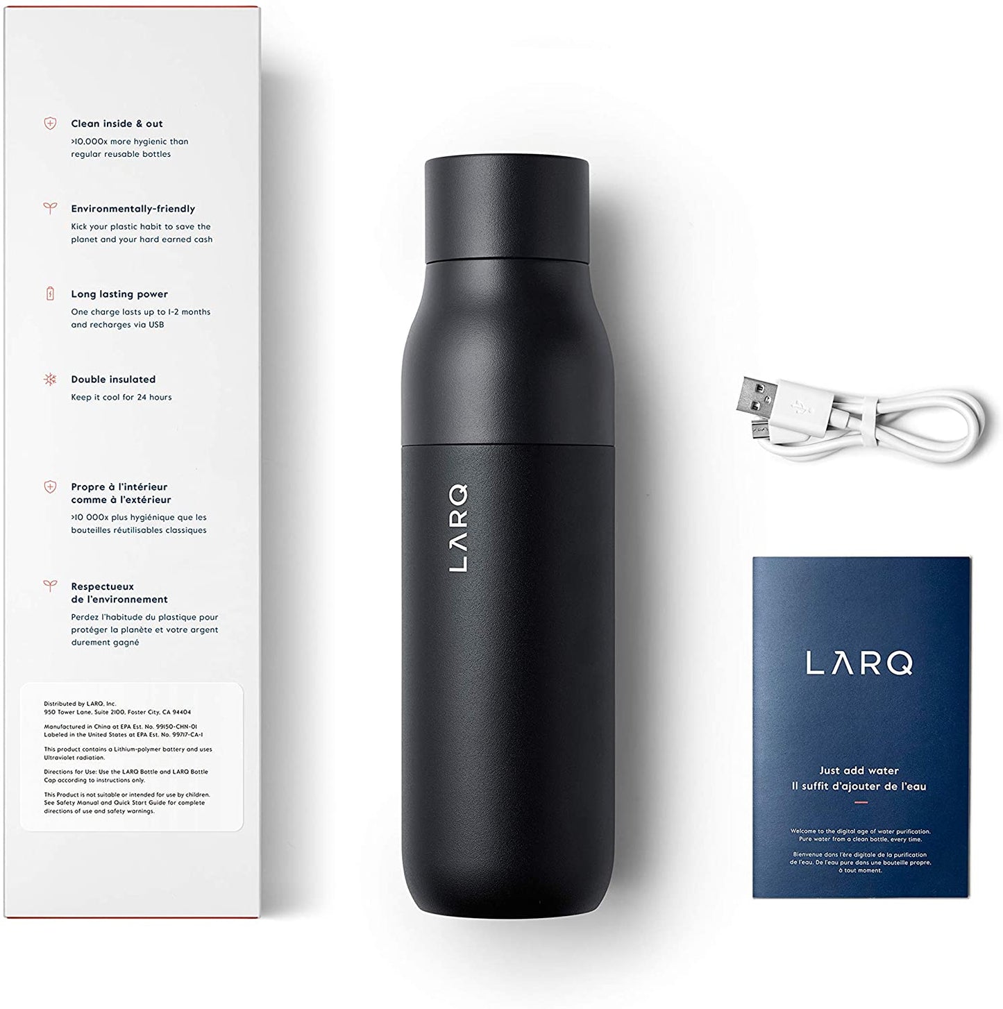 Larq Home & Kitchen LARQ Bottle Obsidian Black 500ml / 17oz