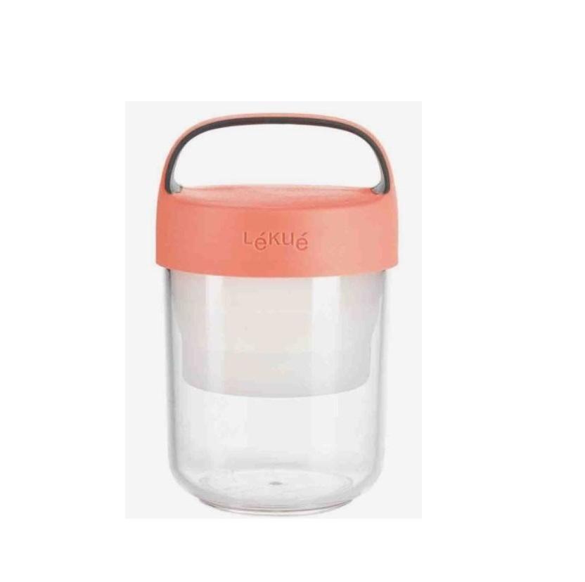 Lekue Home & Kitchen Lekue Jar To Go 14oz/400ml Coral