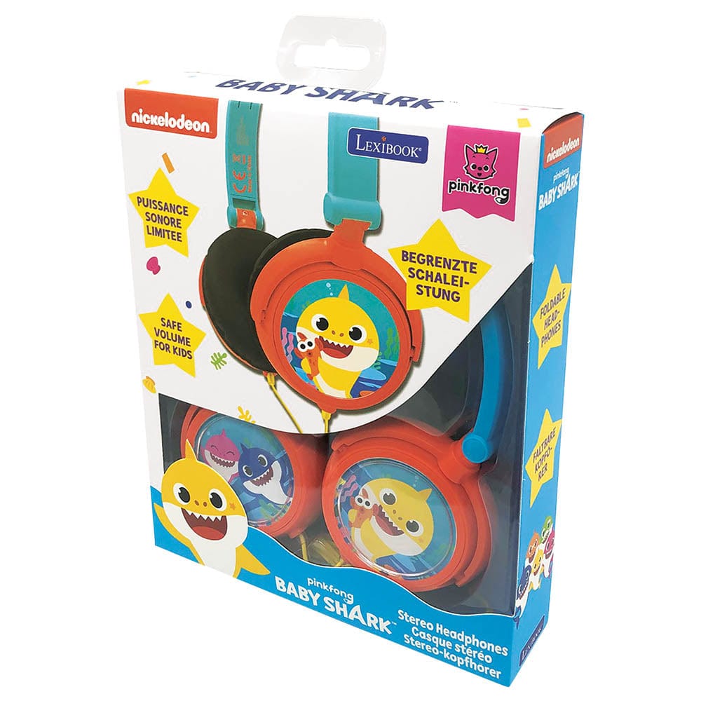 lexibook Toys Baby Shark Stereo Wired Foldable Headphone with Kids Safe Volume