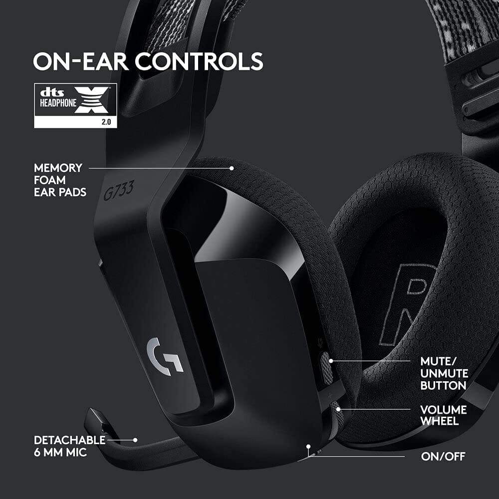 LOGITECH Gaming Logitech G733 Ultra-Lightweight Wireless Gaming Headset, Black