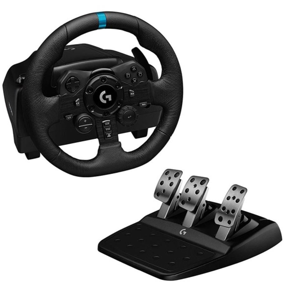 LOGITECH Gaming Logitech G923 Racing Wheel and Pedals for Xbox One and PC featuring TRUEFORCE up to 1000 Hz Force Feedback, Responsive Pedal, Dual Clutch Launch Control, and Genuine Leather Wheel Cover