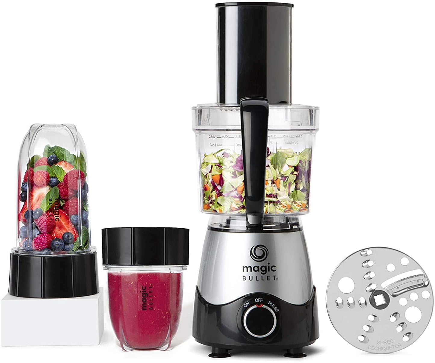 Magic Bullet Home & Kitchen Magic Bullet 400 Watts, 10 Piece Set, Mini Food Processor, Personal Blender, Silver, 2 Years Warranty