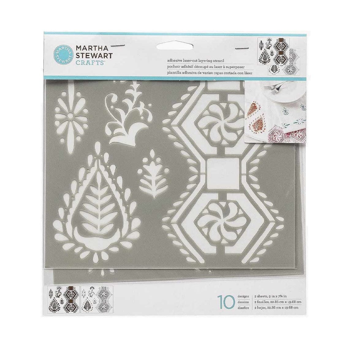 Martha Stewart Adhesive Stencils 2 Sheets Block Print 1112