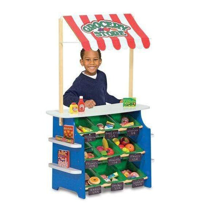 Melissa & Doug Toys Melissa & Doug Wooden Grocery Store and Lemonade Stand - Reversible Awning, 9 Bins, Chalkboards