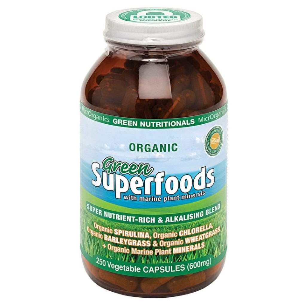 MicrOrganics Beauty MicrOrganics Green Nutritionals Green Superfoods 600mg 250 Vegan Capsules