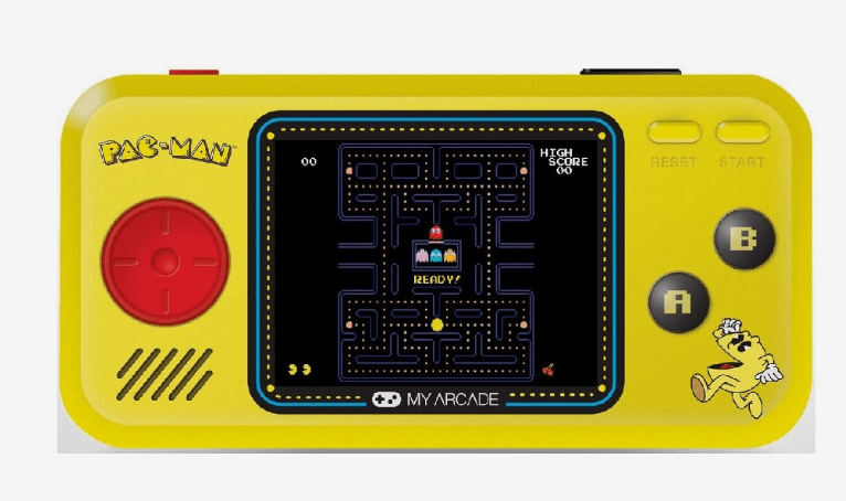 جهاز Pac-Man Pocket Player من My Arcade باللونين الأصفر والأسود