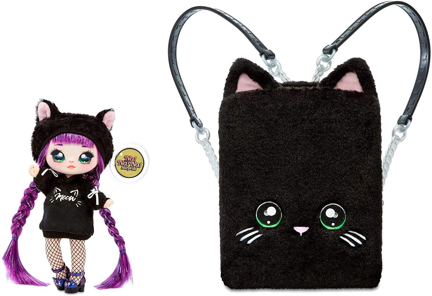 Na Na Toys Na Na Na Surprise 3-in-1 Backpack Bedroom Black Kitty Playset with Limited Edition Tuesday Meow Doll
