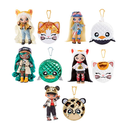 Na Na Toys Na! Na! Na! Surprise Glam S2 7.5" Fashion Doll with Green Hair and Metallic Clip-on Duck Purse in SK