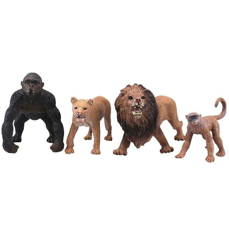 National Geographic toys Nat Geo Animal Play Set with Lion, Mountain Lion, Monkey & Gorilla