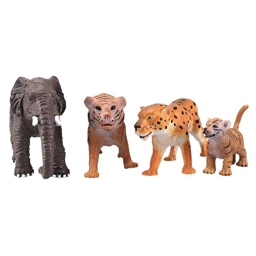 National Geographic toys Nat Geo Animal Play Set with Tiger and Cub, Leopard and Elephant