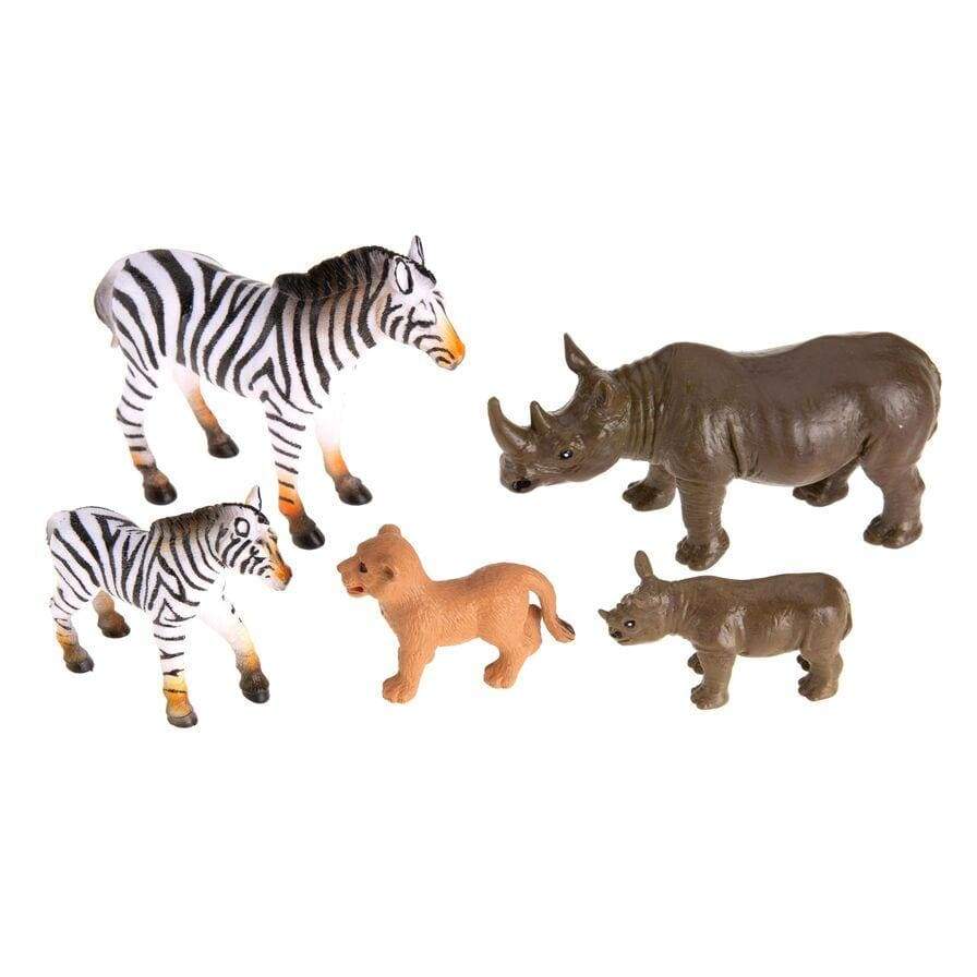 National Geographic toys Nat Geo Wild Animal Figures with Zebras, Rhinos and Lion Cub (5 Pieces)