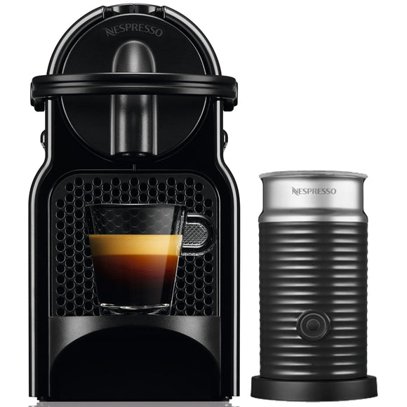Nespresso Appliances Nespresso Inissia Coffee Machine, Black with Aeroccino Black