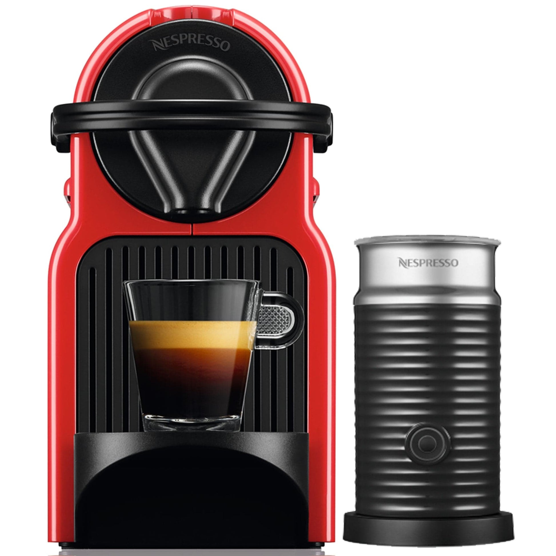 Nespresso Appliances Nespresso Inissia Coffee Machine with Aeroccino Red