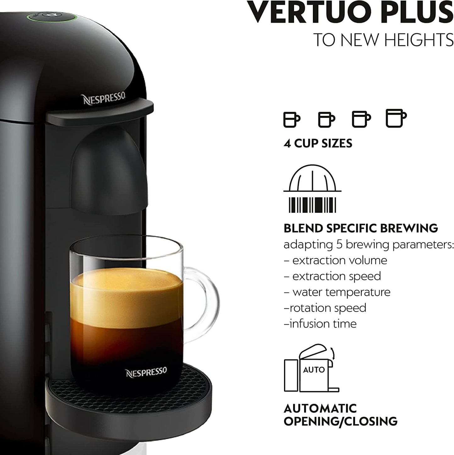 Nespresso Appliances Nespresso Vertuo Plus XN903840 Coffee Machine by Krups, Black